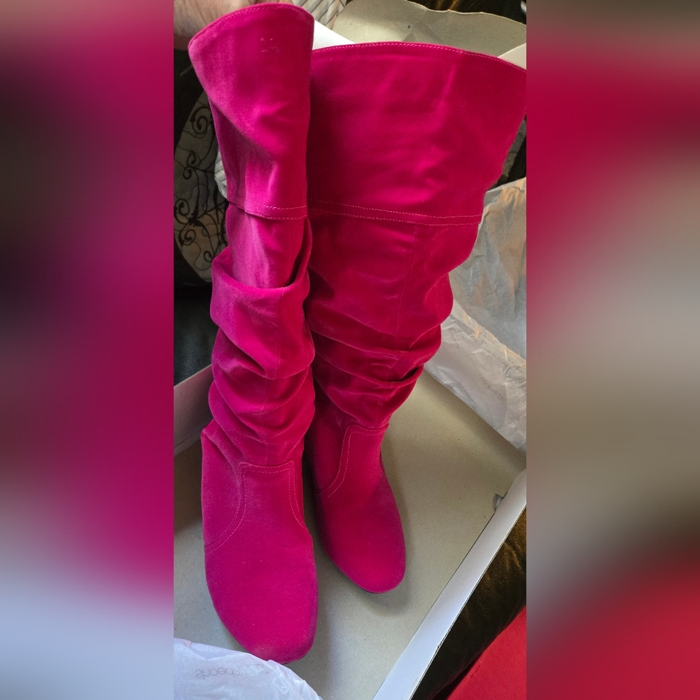 HOST PICK 🎉🎊 Shoe Dazzle NIB women's Pink Suede Boots sz8 - Picture 7 of 12